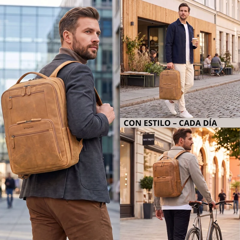 "Laurenz" Rucksack Herren Leder XL 15,6-17,3 Zoll mit Tabletfach
