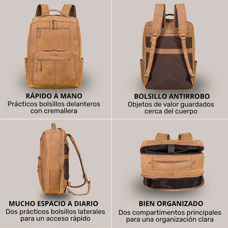 "Laurenz" Rucksack Herren Leder XL 15,6-17,3 Zoll mit Tabletfach