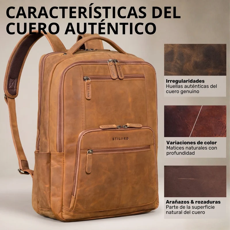 "Laurenz" Rucksack Herren Leder XL 15,6-17,3 Zoll mit Tabletfach