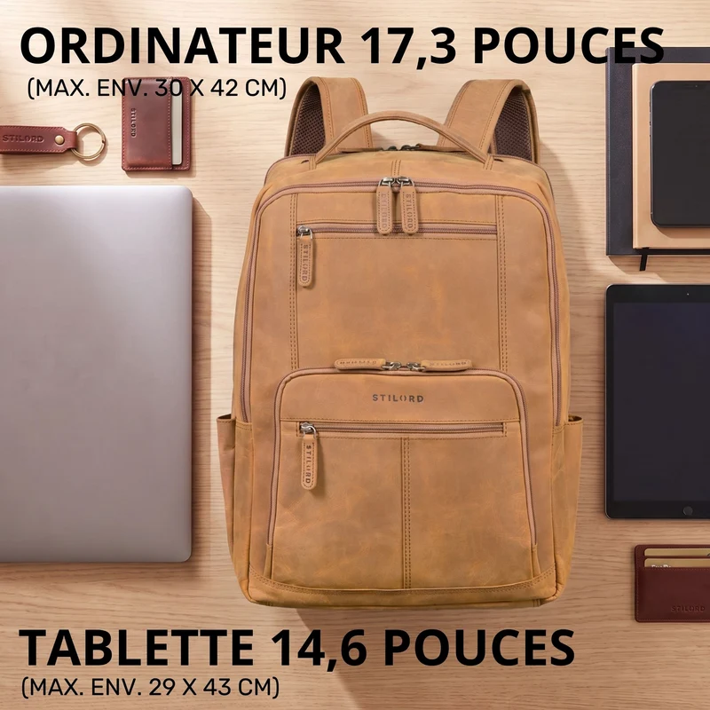 "Laurenz" Rucksack Herren Leder XL 15,6-17,3 Zoll mit Tabletfach