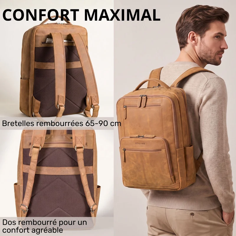 "Laurenz" Rucksack Herren Leder XL 15,6-17,3 Zoll mit Tabletfach