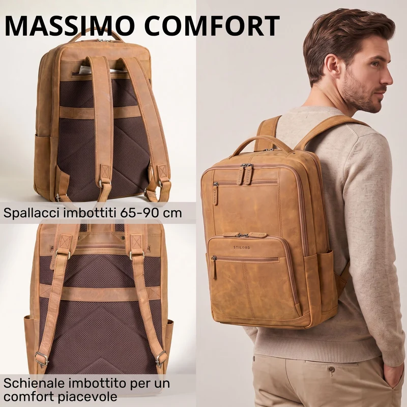 "Laurenz" Rucksack Herren Leder XL 15,6-17,3 Zoll mit Tabletfach