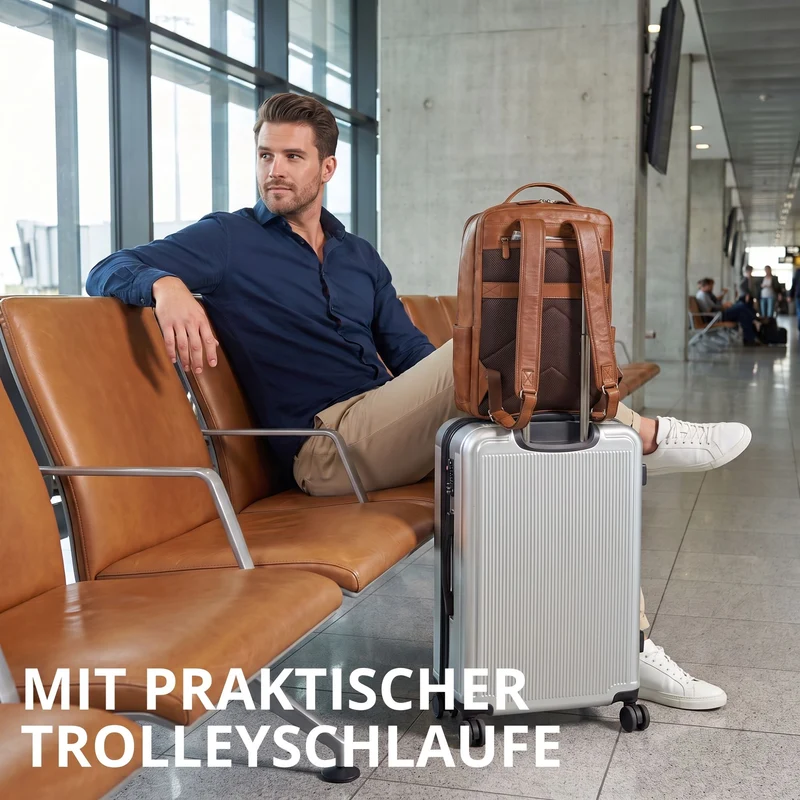 "Laurenz" Rucksack Herren Leder XL 15,6-17,3 Zoll mit Tabletfach