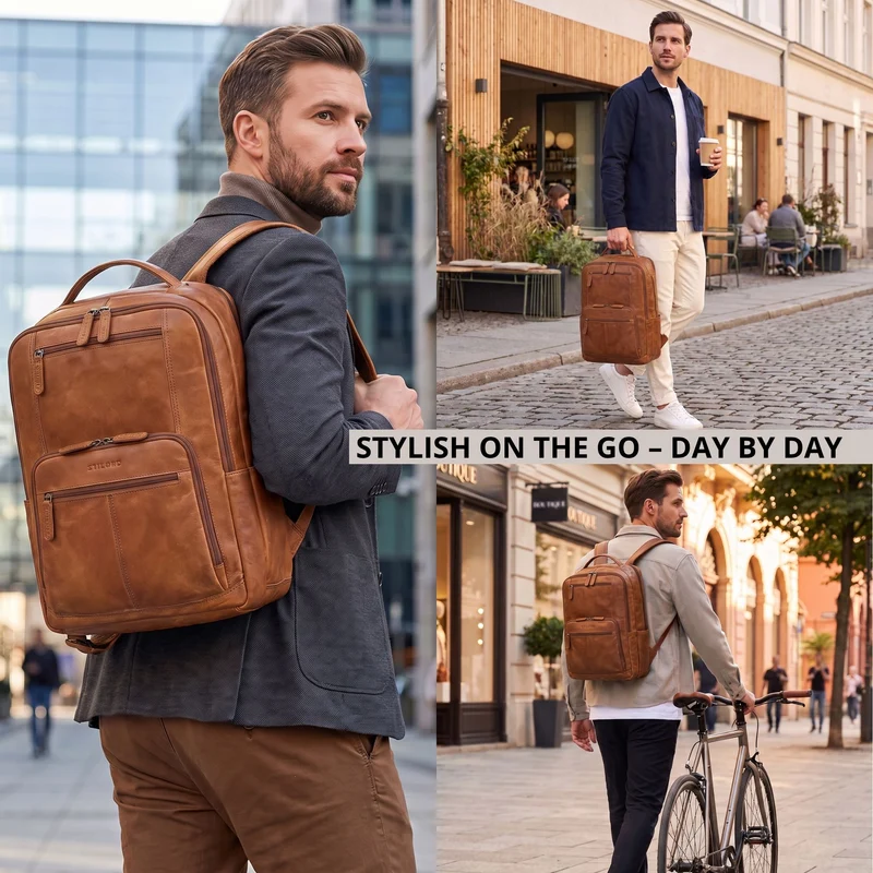 "Laurenz" Rucksack Herren Leder XL 15,6-17,3 Zoll mit Tabletfach