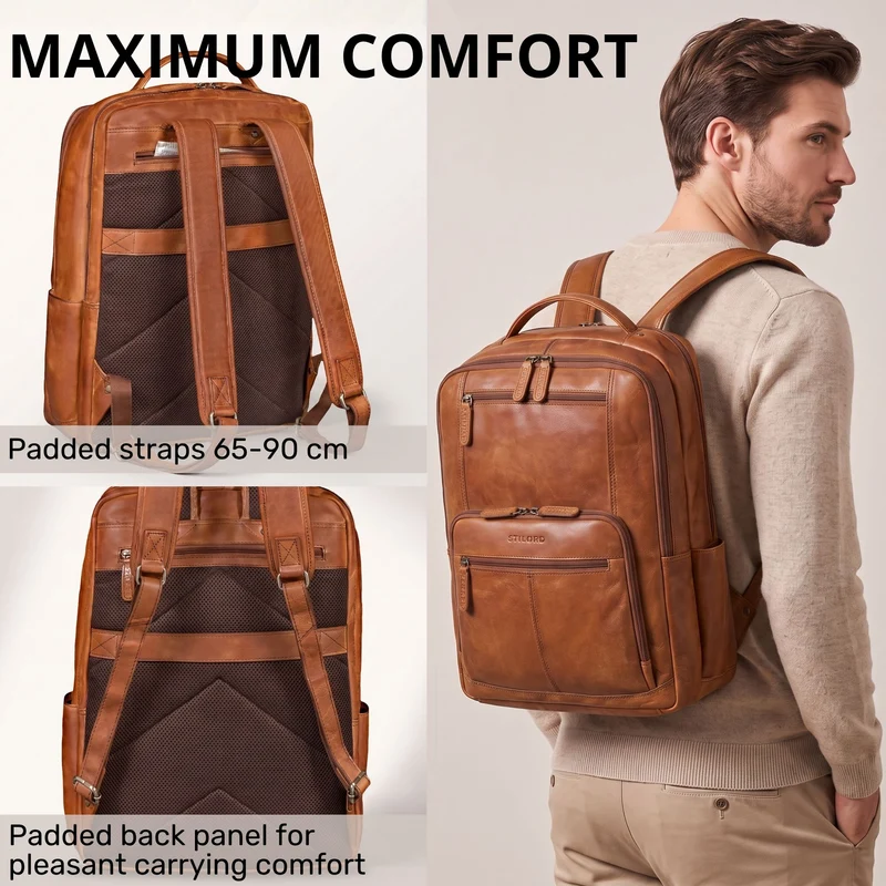 "Laurenz" Rucksack Herren Leder XL 15,6-17,3 Zoll mit Tabletfach