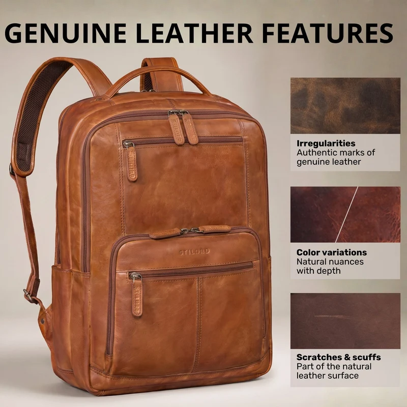 "Laurenz" Rucksack Herren Leder XL 15,6-17,3 Zoll mit Tabletfach