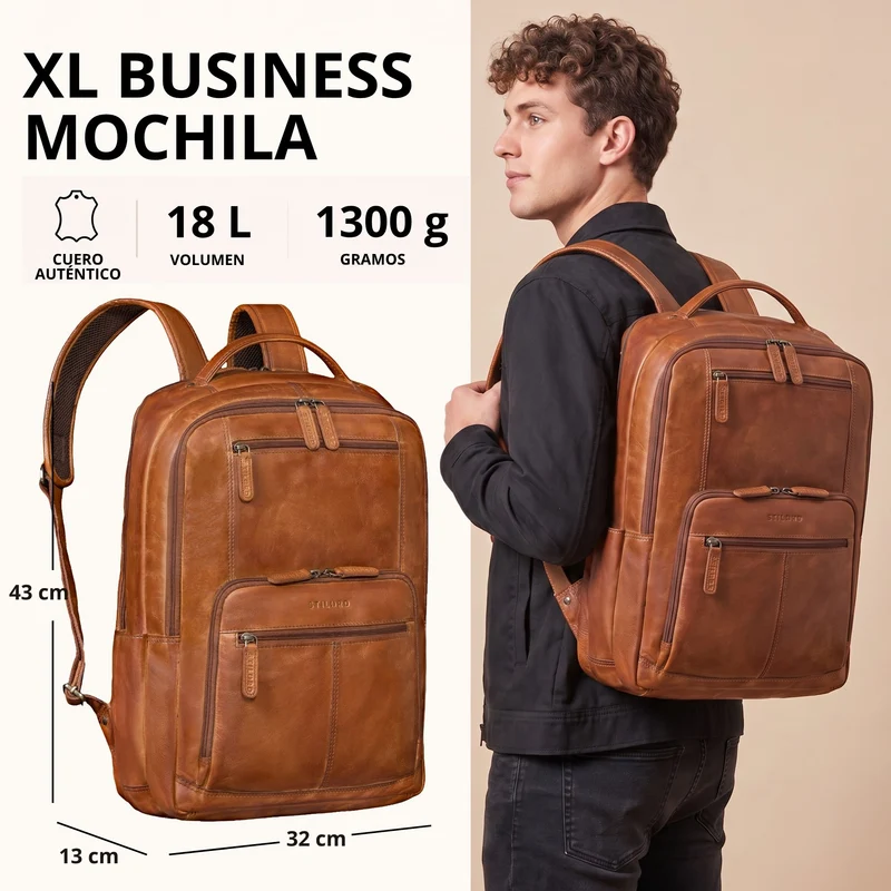 "Laurenz" Rucksack Herren Leder XL 15,6-17,3 Zoll mit Tabletfach