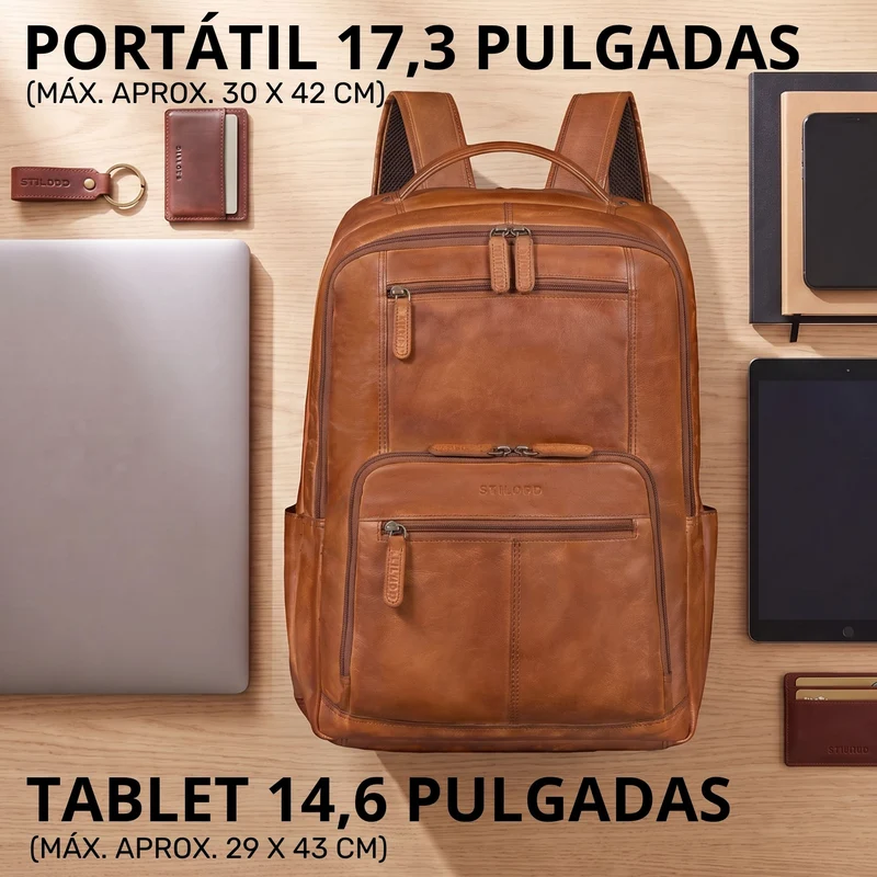 "Laurenz" Rucksack Herren Leder XL 15,6-17,3 Zoll mit Tabletfach