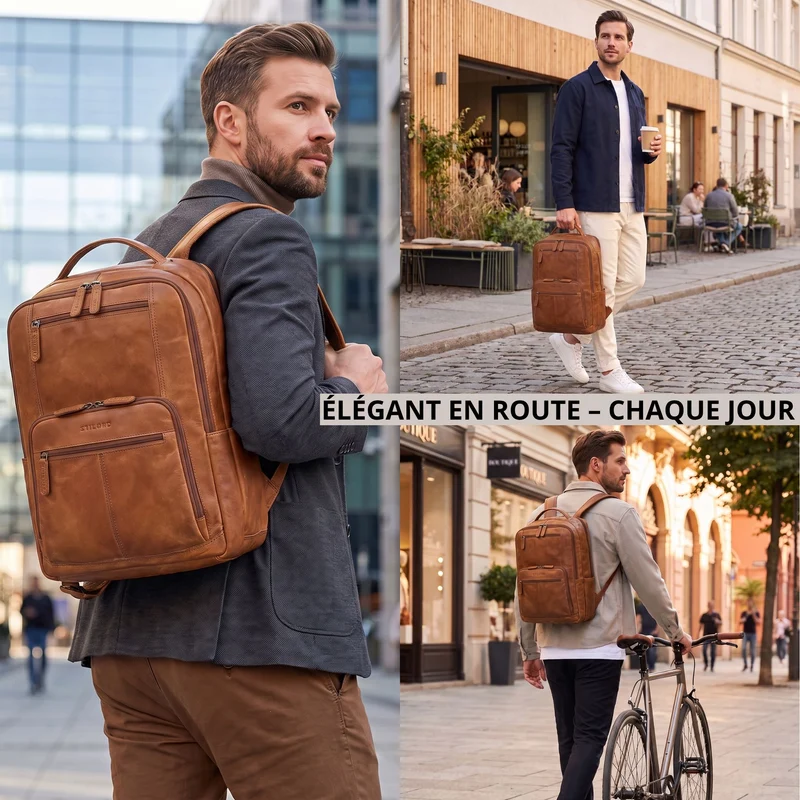 "Laurenz" Rucksack Herren Leder XL 15,6-17,3 Zoll mit Tabletfach