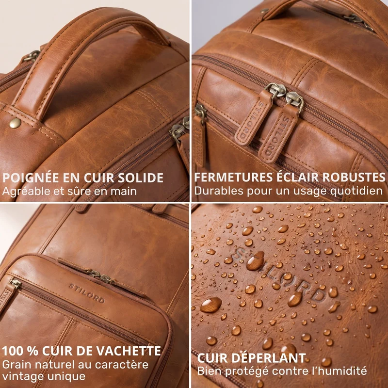 "Laurenz" Rucksack Herren Leder XL 15,6-17,3 Zoll mit Tabletfach