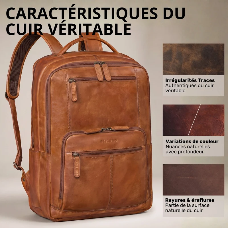 "Laurenz" Rucksack Herren Leder XL 15,6-17,3 Zoll mit Tabletfach