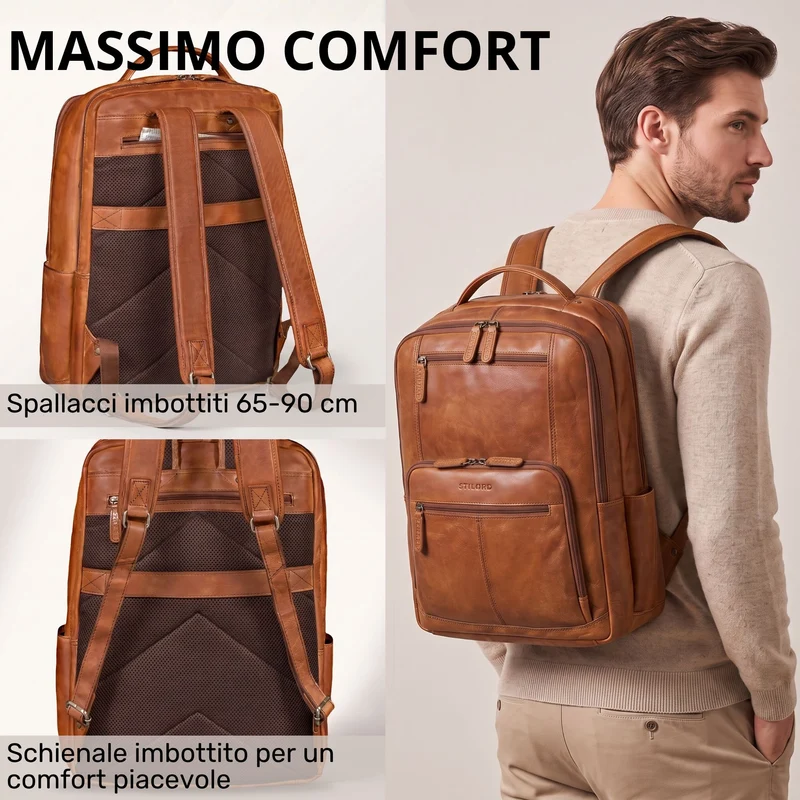 "Laurenz" Rucksack Herren Leder XL 15,6-17,3 Zoll mit Tabletfach