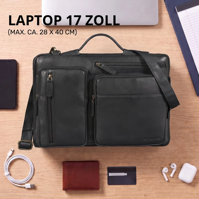 "Torsten" Laptoptasche Herren Leder Sleeve 15,6-17 Zoll
