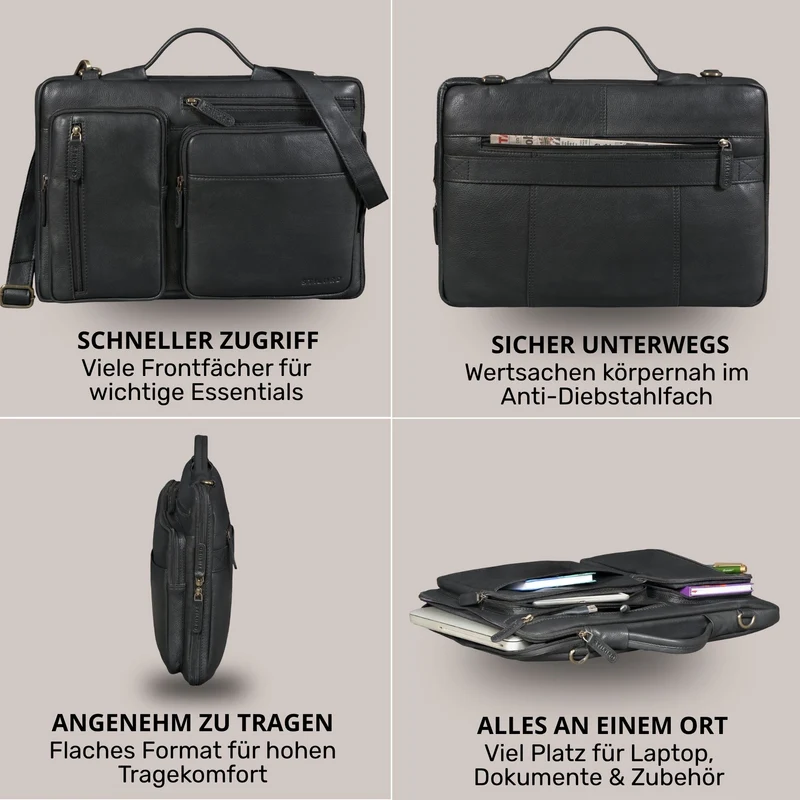 "Torsten" Laptoptasche Herren Leder Sleeve 15,6-17 Zoll