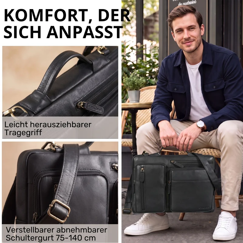 "Torsten" Laptoptasche Herren Leder Sleeve 15,6-17 Zoll