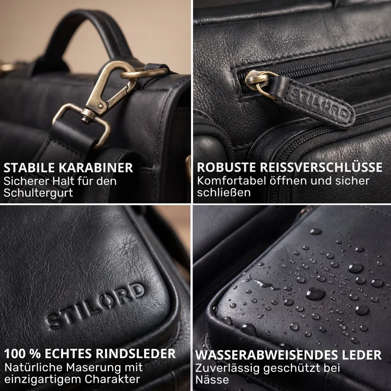 "Torsten" Laptoptasche Herren Leder Sleeve 15,6-17 Zoll
