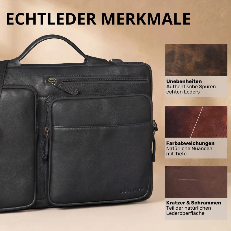 "Torsten" Laptoptasche Herren Leder Sleeve 15,6-17 Zoll
