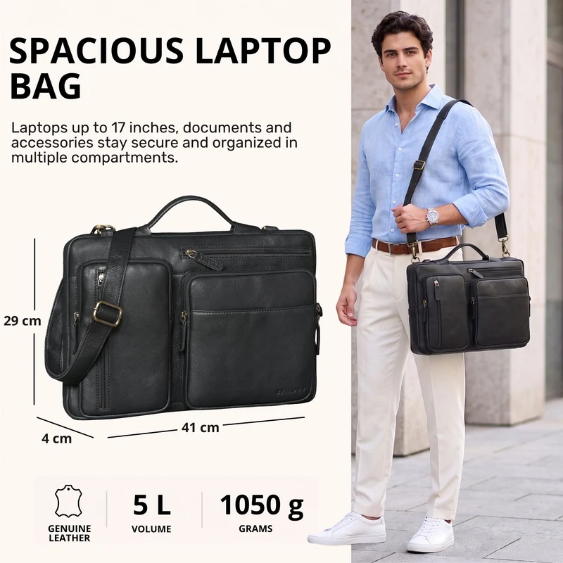 "Torsten" Laptoptasche Herren Leder Sleeve 15,6-17 Zoll