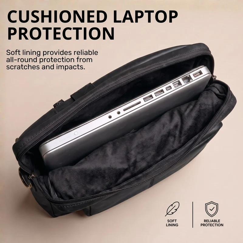 "Torsten" Laptoptasche Herren Leder Sleeve 15,6-17 Zoll