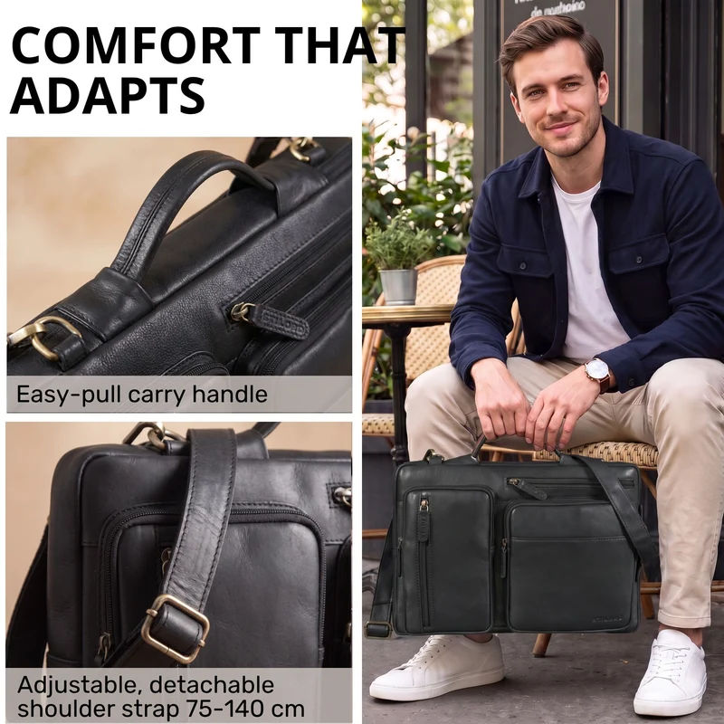 "Torsten" Laptoptasche Herren Leder Sleeve 15,6-17 Zoll