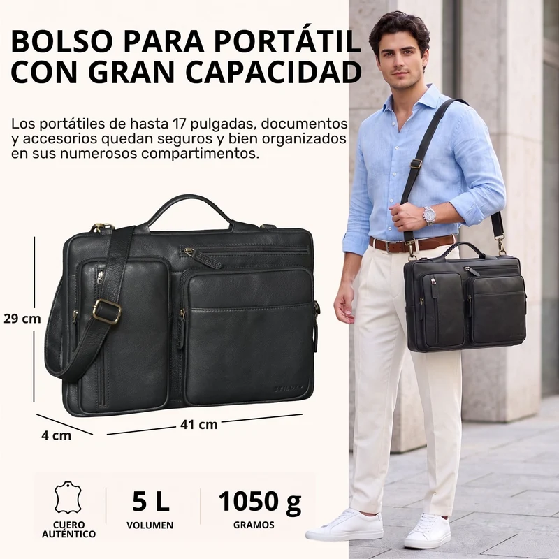 "Torsten" Laptoptasche Herren Leder Sleeve 15,6-17 Zoll