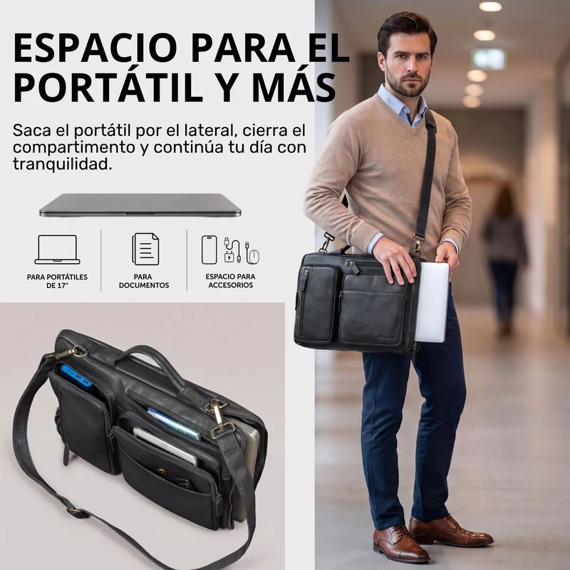 "Torsten" Laptoptasche Herren Leder Sleeve 15,6-17 Zoll
