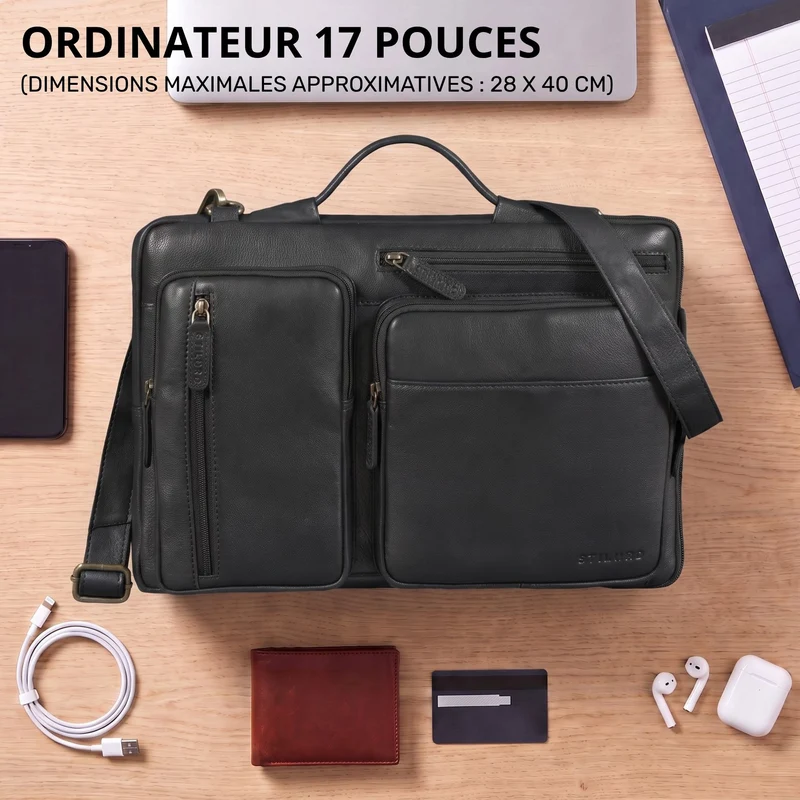 "Torsten" Laptoptasche Herren Leder Sleeve 15,6-17 Zoll