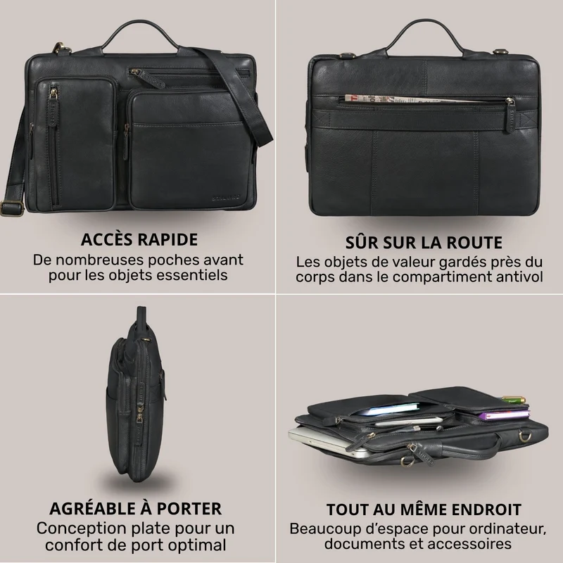 "Torsten" Laptoptasche Herren Leder Sleeve 15,6-17 Zoll