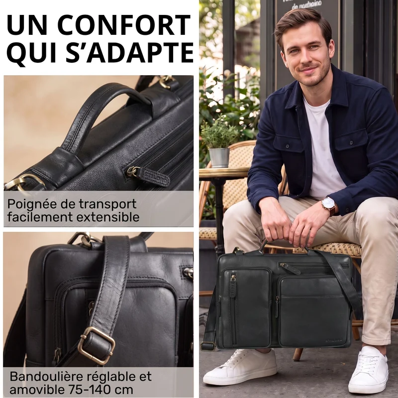 "Torsten" Laptoptasche Herren Leder Sleeve 15,6-17 Zoll