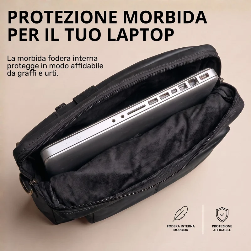 "Torsten" Laptoptasche Herren Leder Sleeve 15,6-17 Zoll