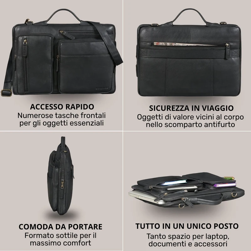 "Torsten" Laptoptasche Herren Leder Sleeve 15,6-17 Zoll