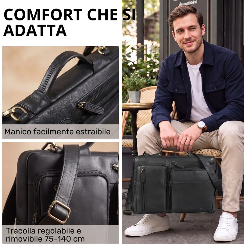 "Torsten" Laptoptasche Herren Leder Sleeve 15,6-17 Zoll