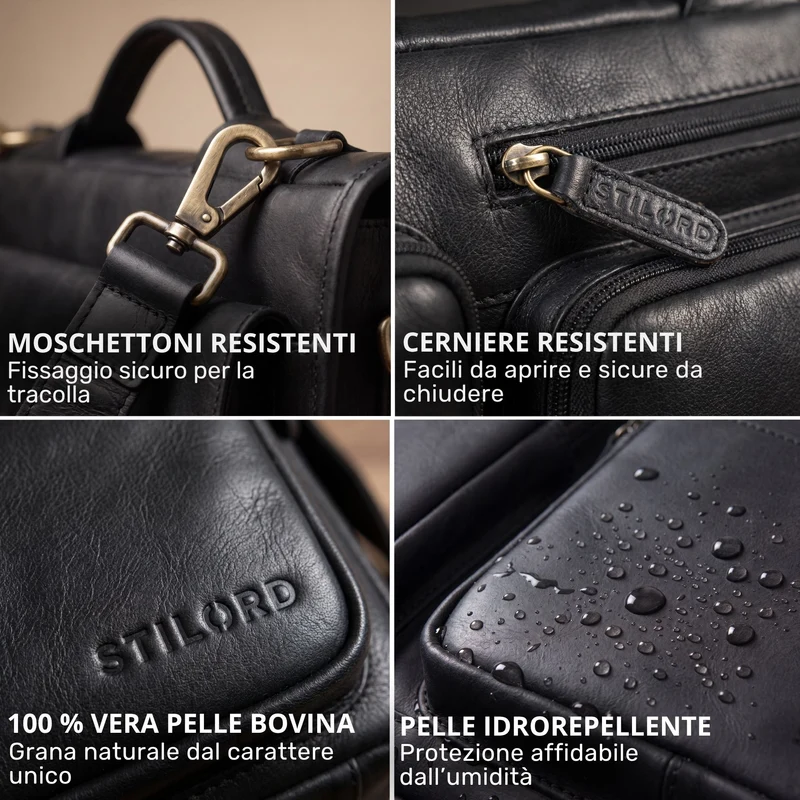 "Torsten" Laptoptasche Herren Leder Sleeve 15,6-17 Zoll