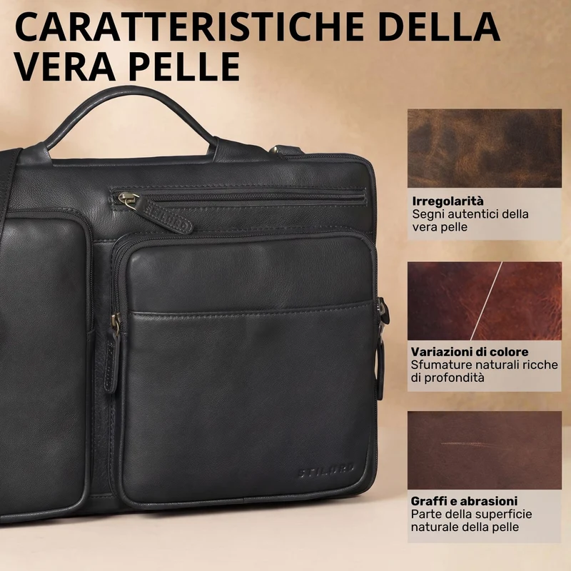 "Torsten" Laptoptasche Herren Leder Sleeve 15,6-17 Zoll