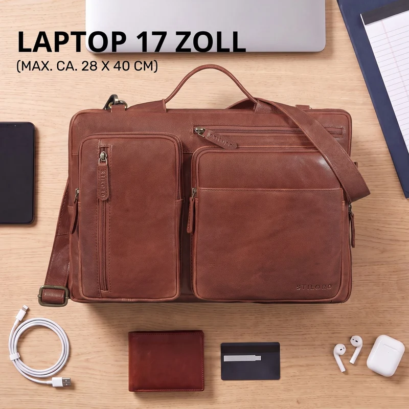 "Torsten" Laptoptasche Herren Leder Sleeve 15,6-17 Zoll