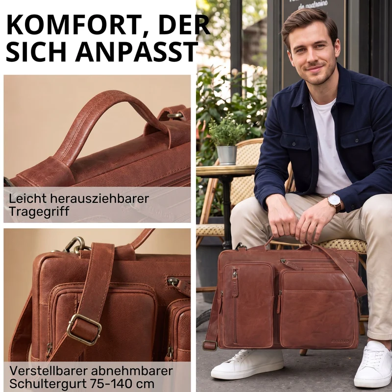 "Torsten" Laptoptasche Herren Leder Sleeve 15,6-17 Zoll