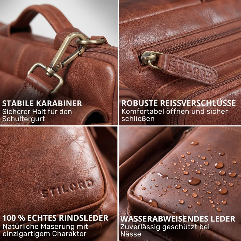 "Torsten" Laptoptasche Herren Leder Sleeve 15,6-17 Zoll