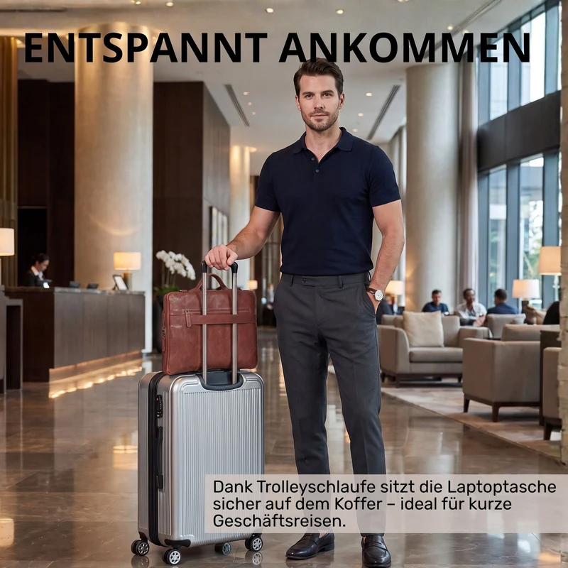 "Torsten" Laptoptasche Herren Leder Sleeve 15,6-17 Zoll