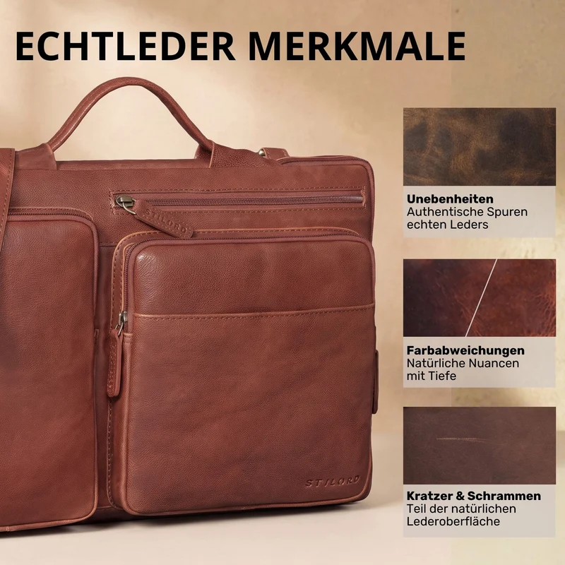 "Torsten" Laptoptasche Herren Leder Sleeve 15,6-17 Zoll