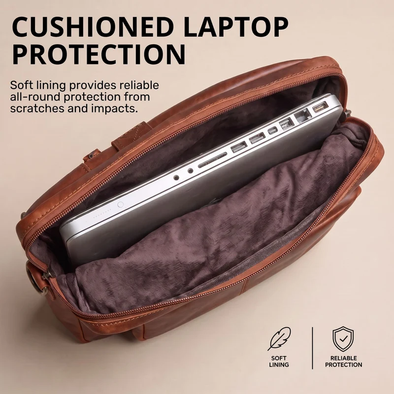 "Torsten" Laptoptasche Herren Leder Sleeve 15,6-17 Zoll