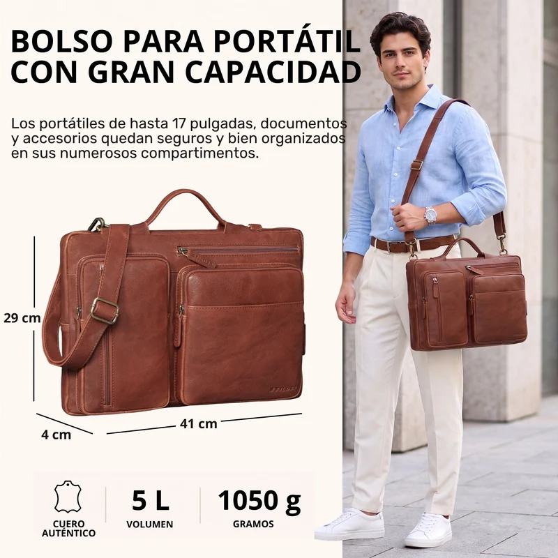 "Torsten" Laptoptasche Herren Leder Sleeve 15,6-17 Zoll