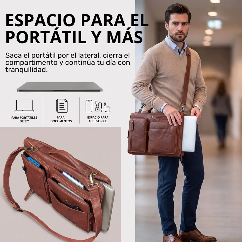 "Torsten" Laptoptasche Herren Leder Sleeve 15,6-17 Zoll