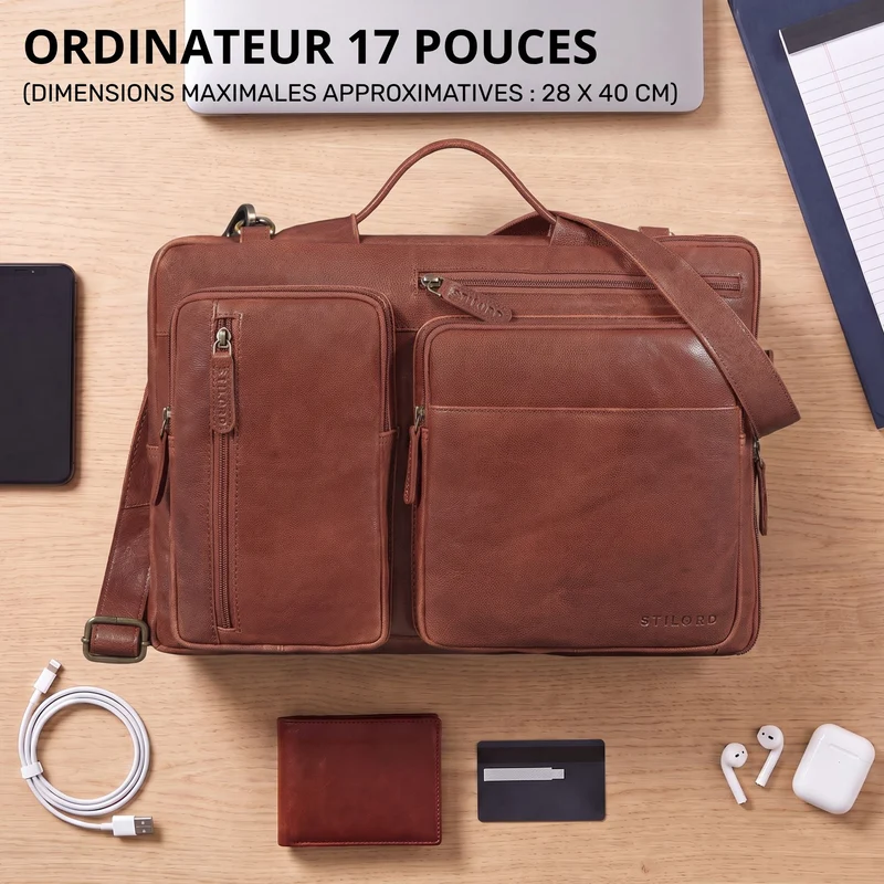 "Torsten" Laptoptasche Herren Leder Sleeve 15,6-17 Zoll