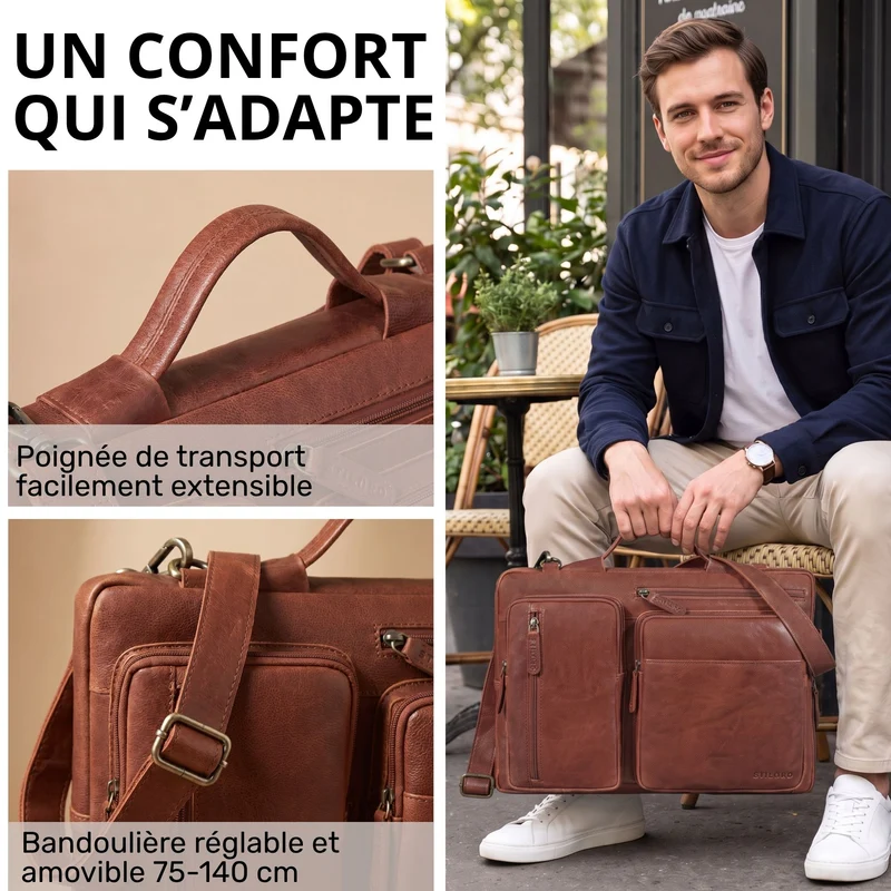 "Torsten" Laptoptasche Herren Leder Sleeve 15,6-17 Zoll