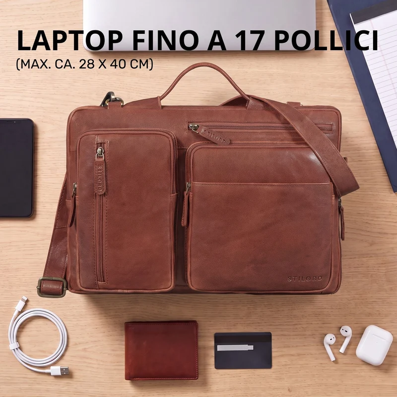 "Torsten" Laptoptasche Herren Leder Sleeve 15,6-17 Zoll