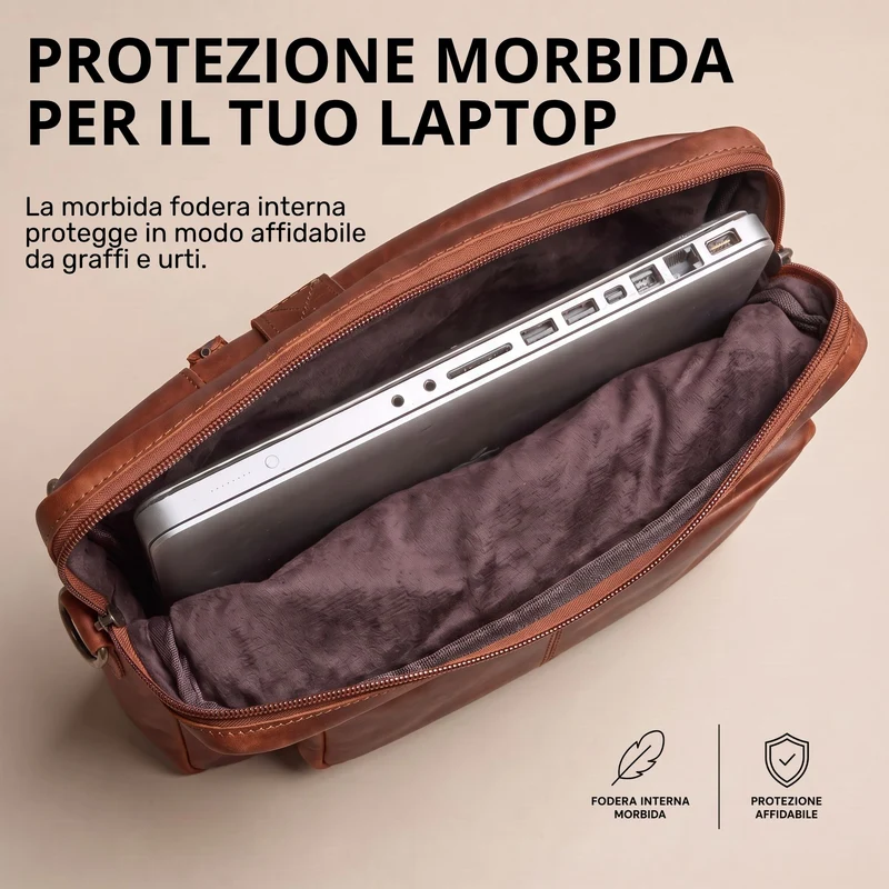 "Torsten" Laptoptasche Herren Leder Sleeve 15,6-17 Zoll