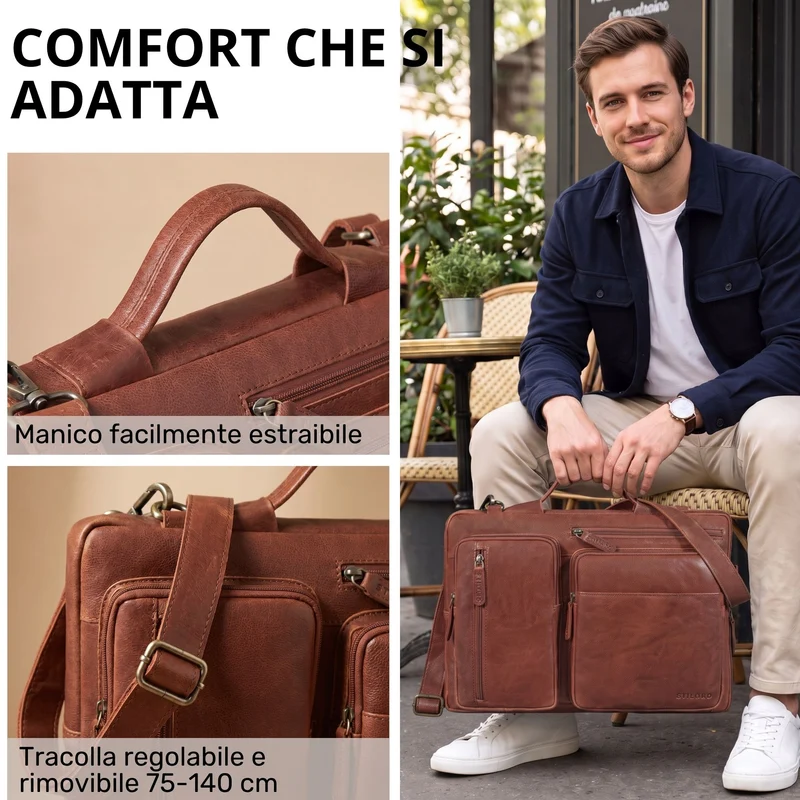 "Torsten" Laptoptasche Herren Leder Sleeve 15,6-17 Zoll