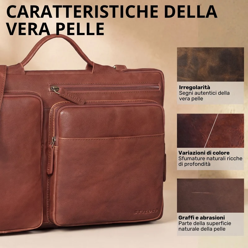"Torsten" Laptoptasche Herren Leder Sleeve 15,6-17 Zoll