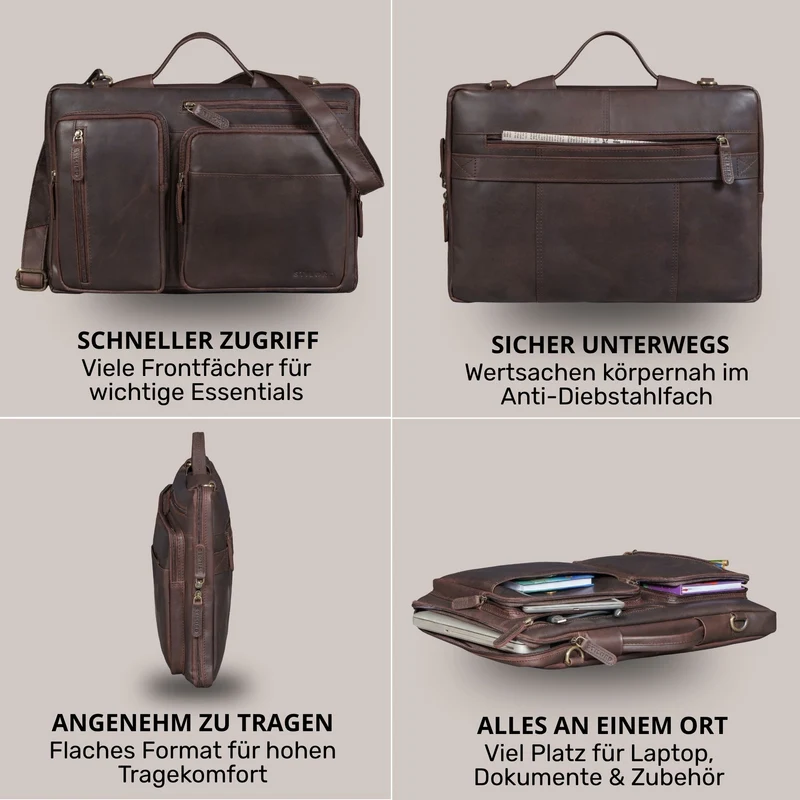 "Torsten" Laptoptasche Herren Leder Sleeve 15,6-17 Zoll