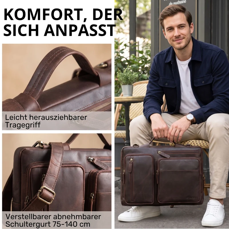 "Torsten" Laptoptasche Herren Leder Sleeve 15,6-17 Zoll
